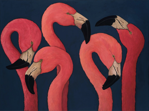 FIVE FLAMINGOS - Canvas Painting _ NOVOCUADRO ART COMPANY